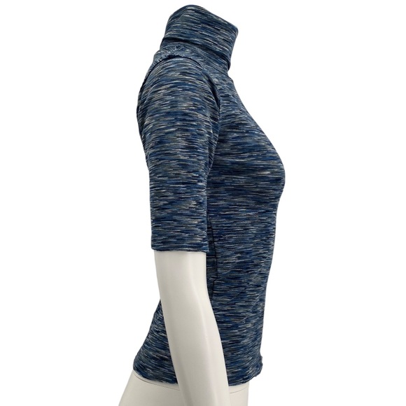 NWT Free People Space Dye Sunshine Tee Turtleneck Heathered Blue M - Picture 3 of 8